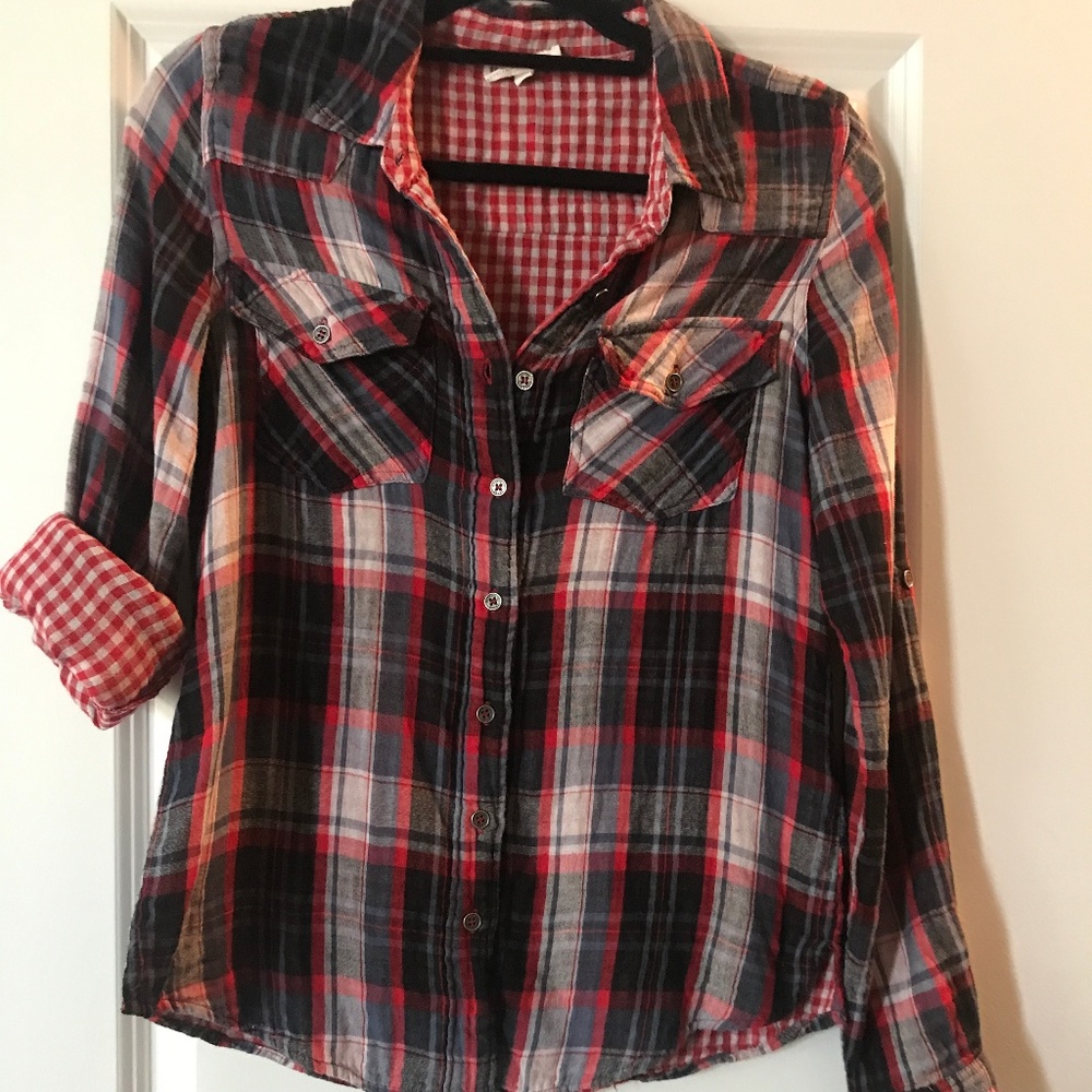 Hydraulic Denim Plaid Button Down Shirt